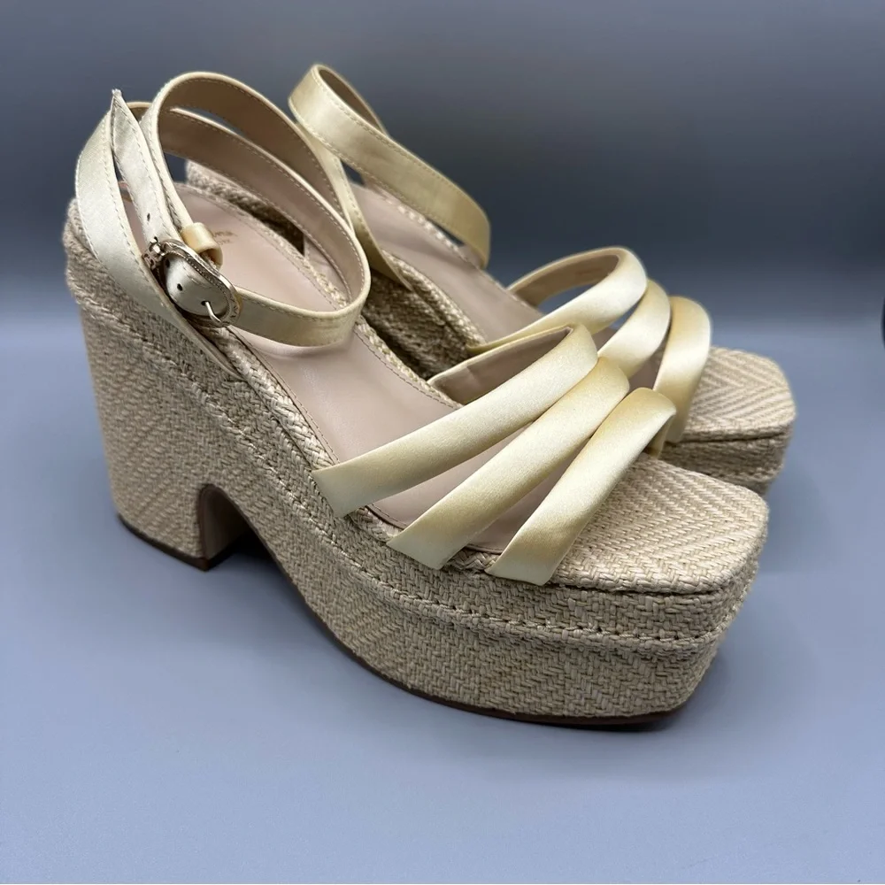 Sam Edelman Tibby Washed Lemon Plarform Wedge Sandal Women’s Size 8.5